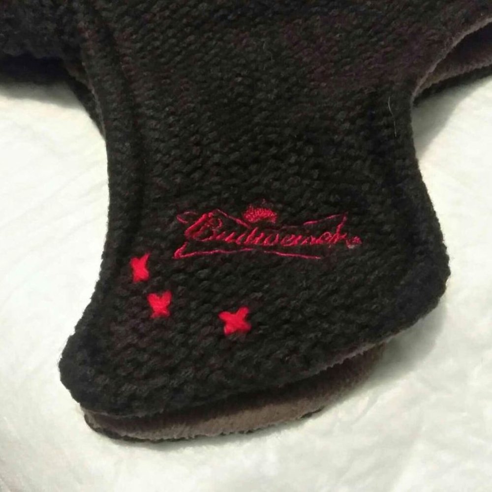 Invierno Winter Rare Knit Cap Budweiser Beanie Hat Ear Flaps Warm Gift H…